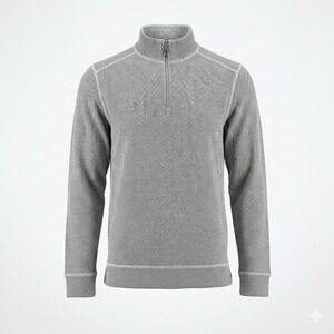 Rainforest Mens Small Quarter Zip Pullover Gray Herringbone Cotton Blend